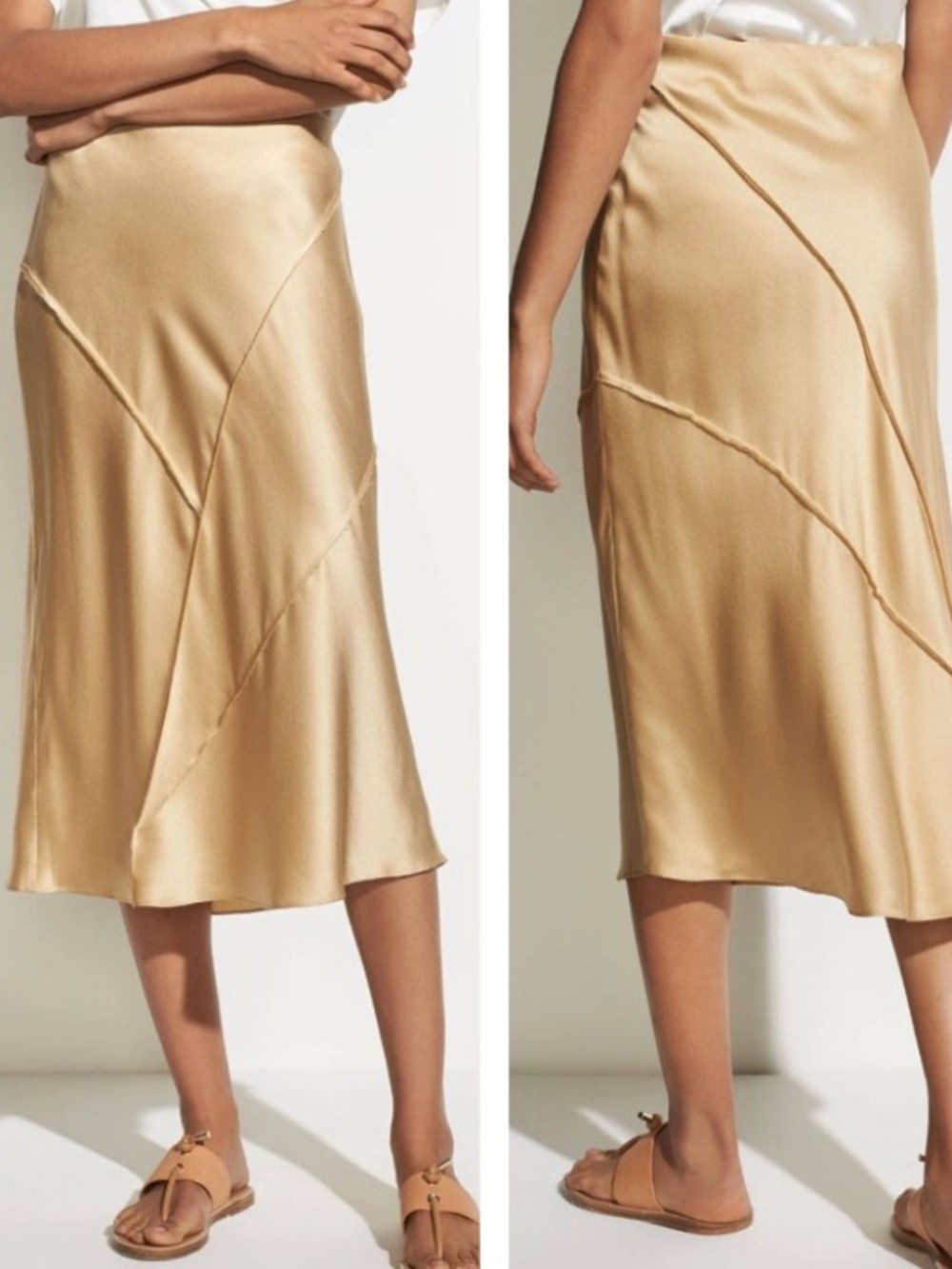 LIKE NEW VINCE Bias Skirt in Ginseng